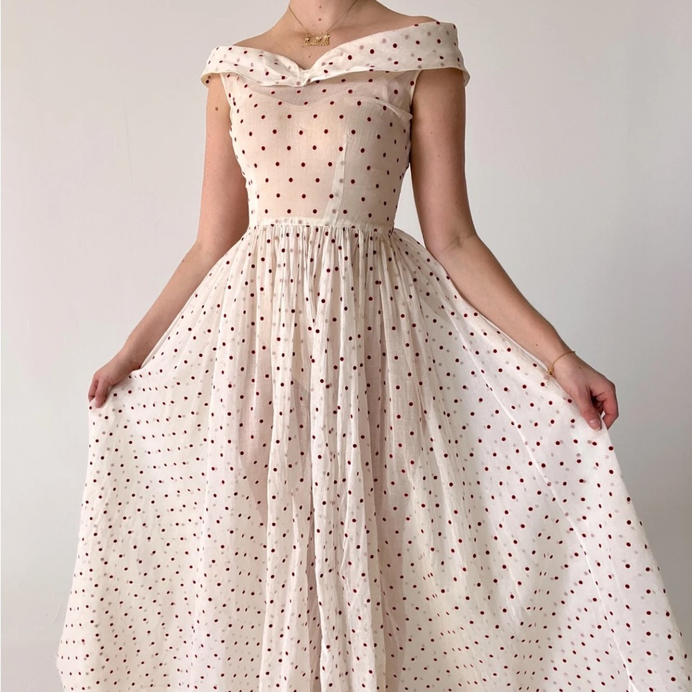 Eveliina Vintage 1950s Polka Dot sheer dress XS